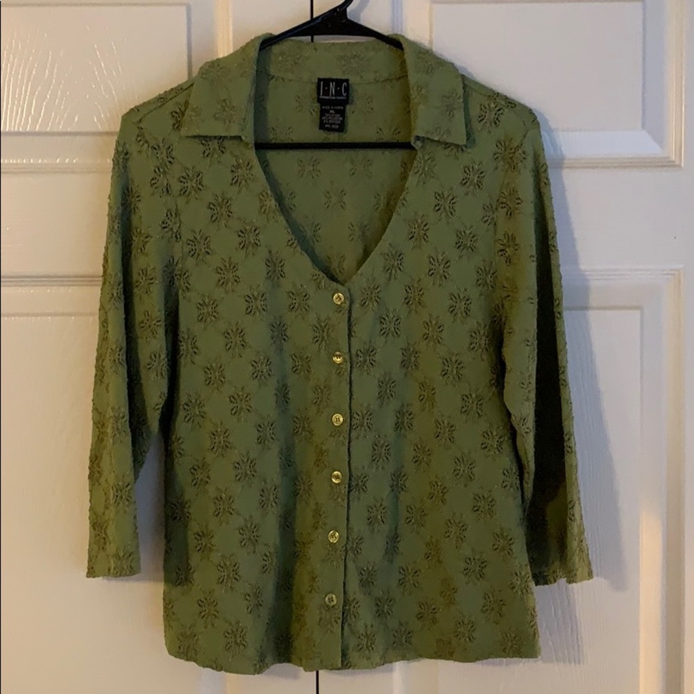 INC green blouse XL